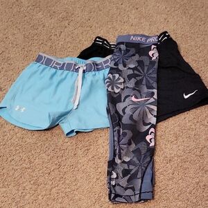 Nike and Under Armour Athletic Shorts and Leggings Set